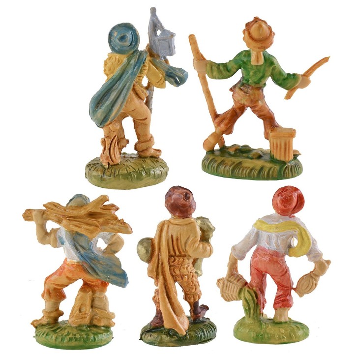 Set of 5 shepherds 4 cm for nativity scene