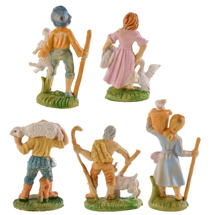Conjunto de 5 figuritas de 4 cm para el belén.