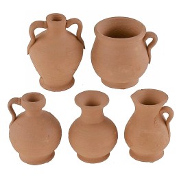 Conjunto de 5 ánforas de terracota h 3-4 cm