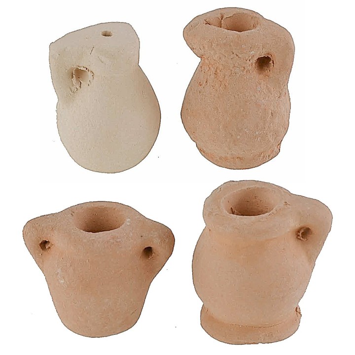 Set of 4 terracotta amphorae h 1.4-1.9 cm
