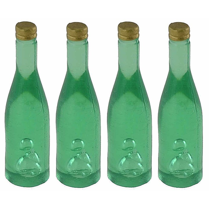 Conjunto de 4 botellas verde claro cm 3,6 h miniaturas para