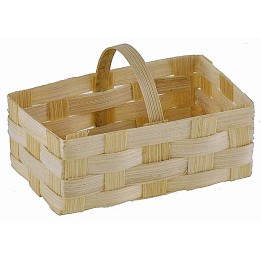 Cesta rectangular de mimbre con asa de 5,5x3x3,5 cm de altura