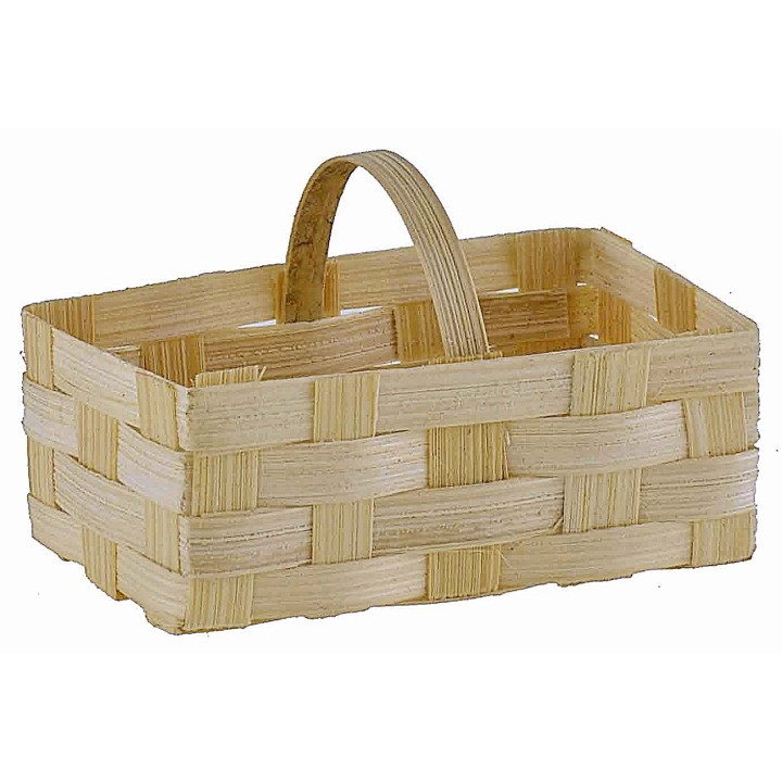 Rectangular wicker basket with handle 5.5x3x3.5 cm h nativity