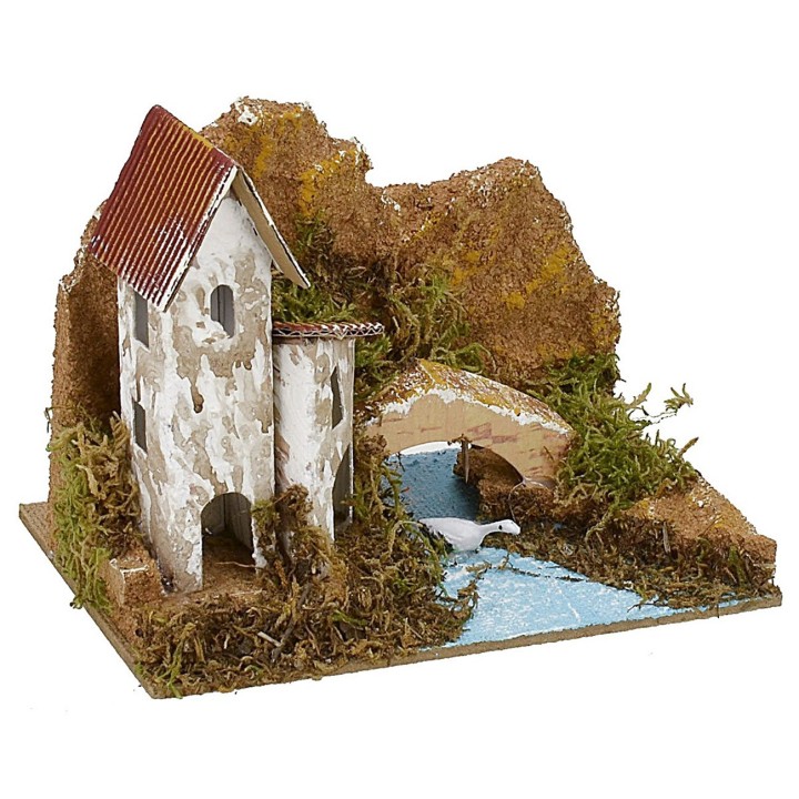 Set of 6 groups of nativity scene houses 15x10.5x10 cm h