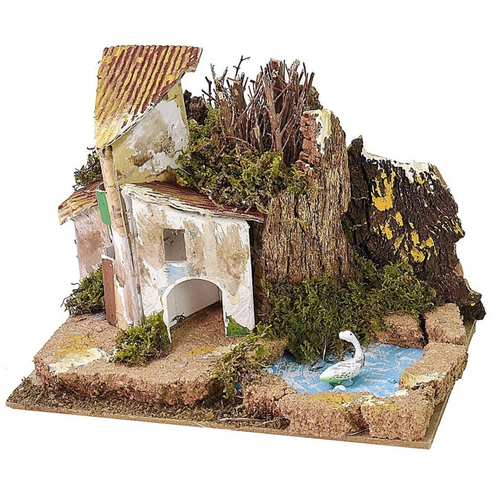 Set of 6 groups of nativity scene houses 15x10.5x10 cm h
