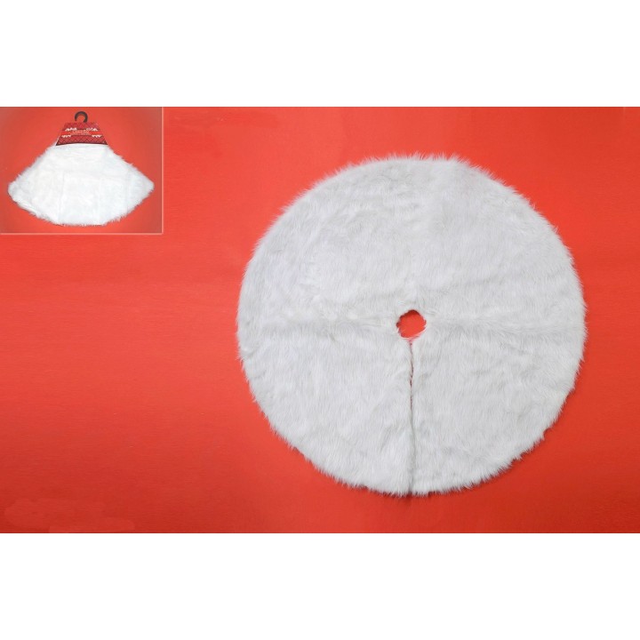 Alfombra de piel blanca ø 100 cm para cubrir el árbol de Navidad