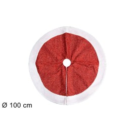 Alfombra roja con brillo y borde blanco ø 100 cm para cubrir el