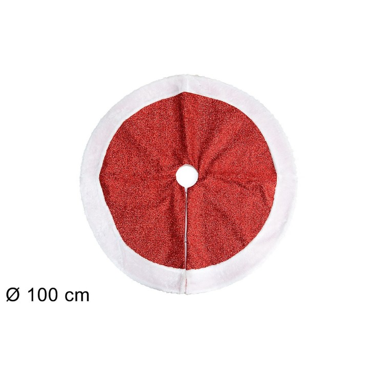 Alfombra roja con brillo y borde blanco ø 100 cm para cubrir el