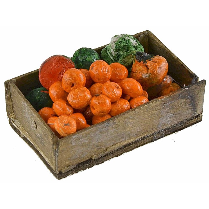 Caja de madera con frutas y verduras surtidas cm 7x4x2,3 h