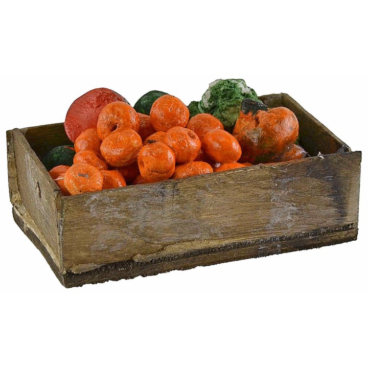 Cassetta in legno con frutta e verdura assortite cm 7x4x2,3 h