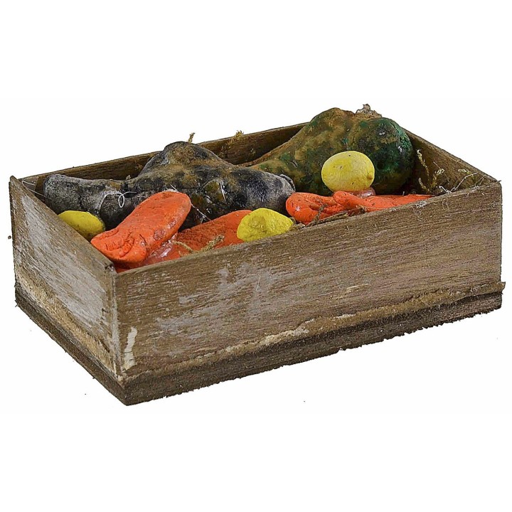 Wooden box with mixed fish 7x4x2.2 h cm