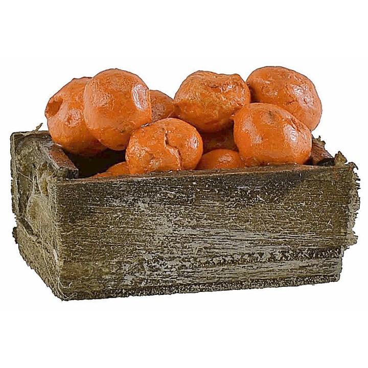 Wooden box with oranges 3.3x2.1x1.4 cm h
