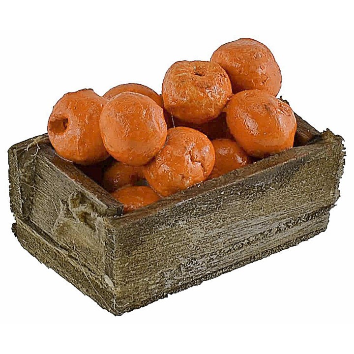 Wooden box with oranges 3.3x2.1x1.4 cm h