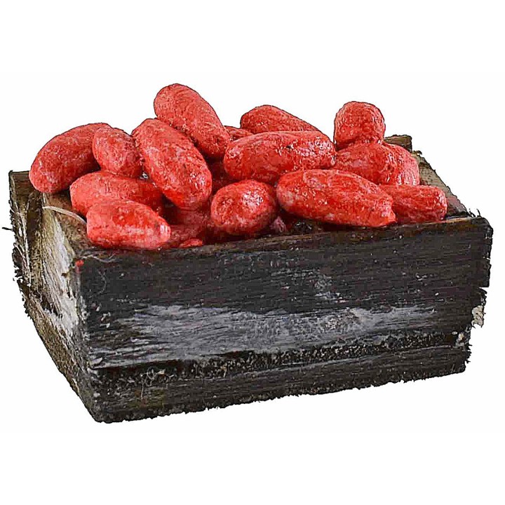 Caja de madera con tomates cm 3,4x2x1,4 h