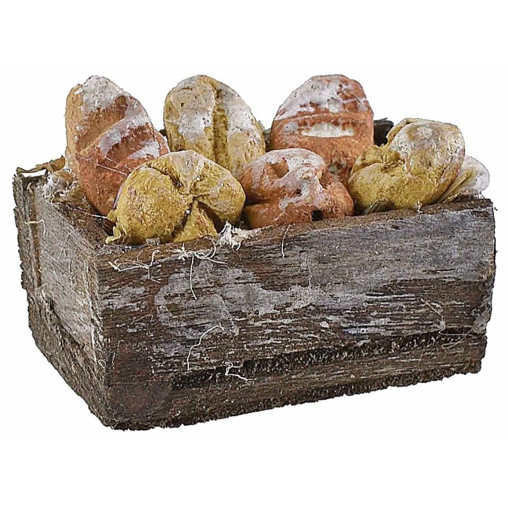 Wooden box with bread 3x1.8x1.4 cm h
