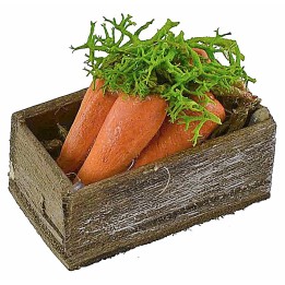 Wooden box with carrots 3.2x2.1x1.4 cm h