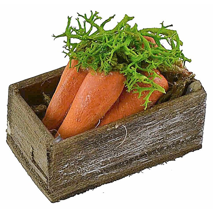 Caja de madera con zanahorias cm 3,2x2,1x1,4 h