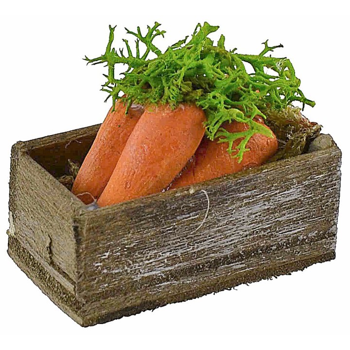 Caja de madera con zanahorias cm 3,2x2,1x1,4 h