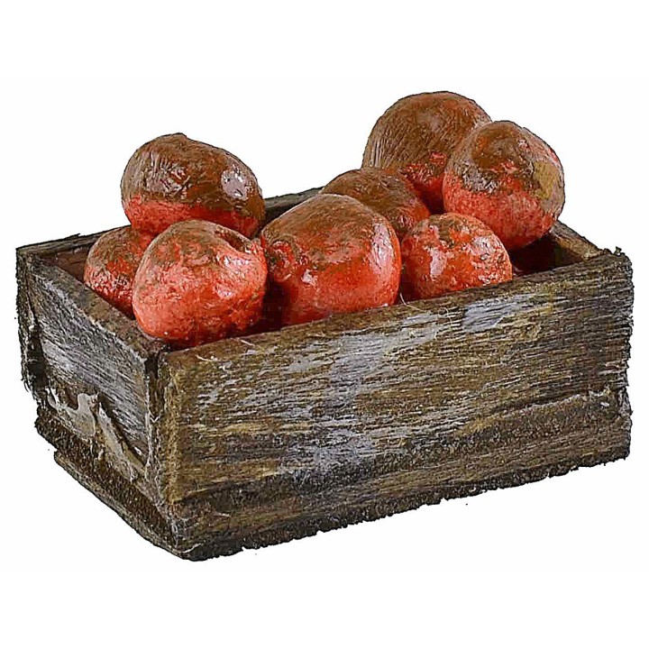 Caja de madera con manzanas rojas de 3,3x2,1x1,4 cm h