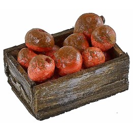 Caja de madera con manzanas rojas de 3,3x2,1x1,4 cm h
