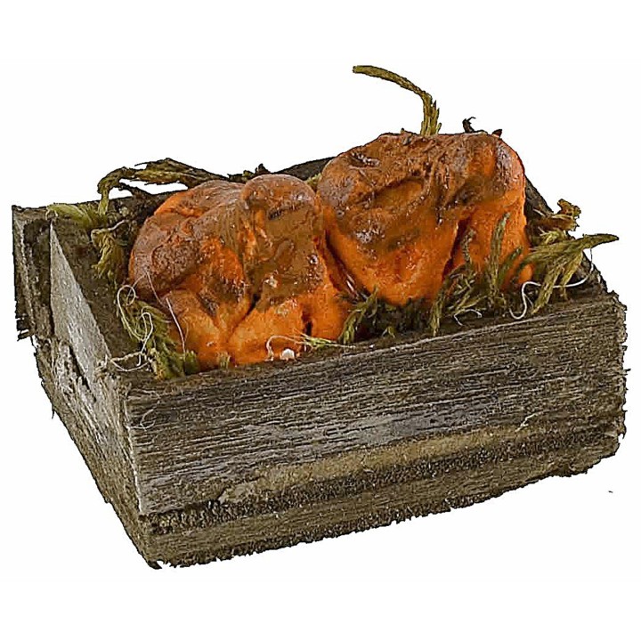 Caja de madera con calabazas de 3,2x2,1x1,4 cm h