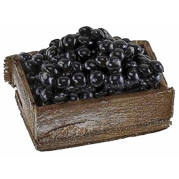 Wooden box with black olives 3.2x2.1x1.4 cm h