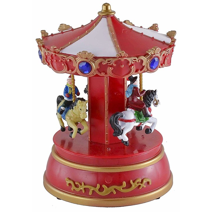 Battery-operated Christmas carousel with horses with music and