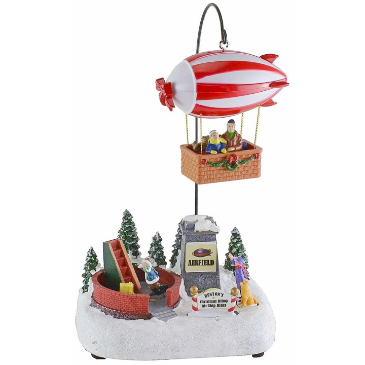 Christmas scenario with battery-operated airship complete with