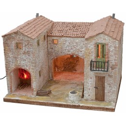 Casita enlucida con horno funcional iluminado de 50x40x35 cm h