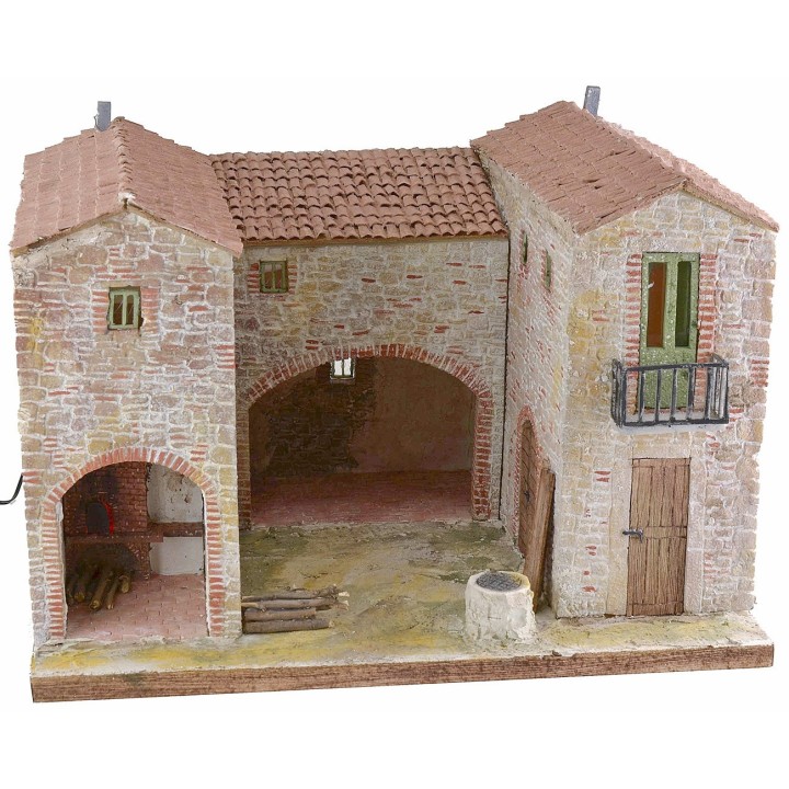 Casolare stuccato con forno funzionante illuminato cm 50x40x35 h