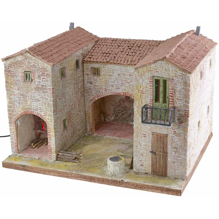 Casolare stuccato con forno funzionante illuminato cm 50x40x35 h