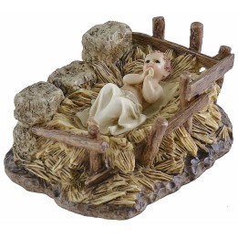Jesus Child with cradle in resin Landi Moranduzzo series 15 cm