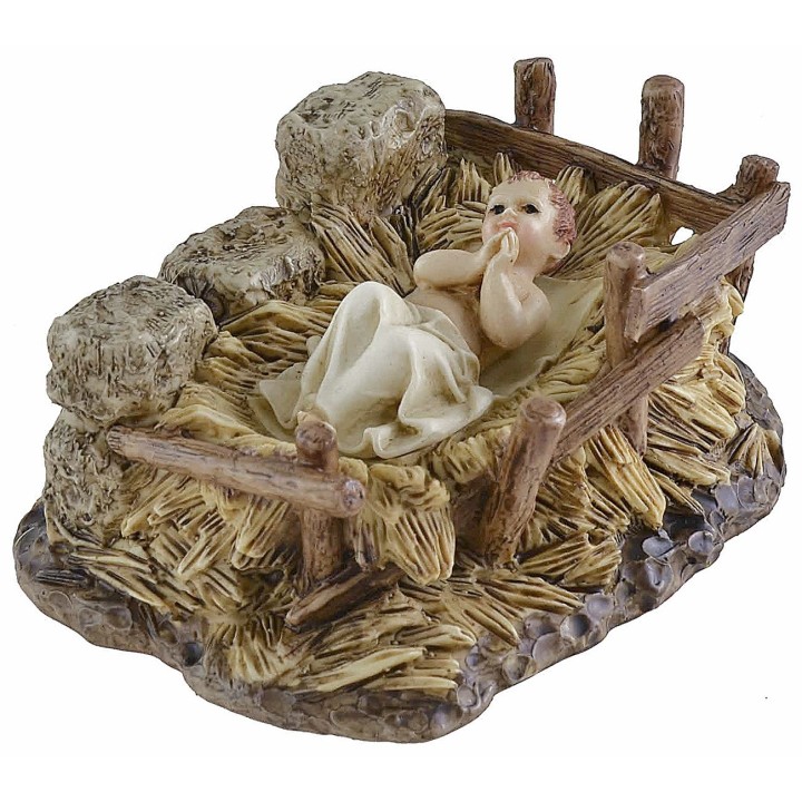 Jesus Child with cradle in resin Landi Moranduzzo series 15 cm