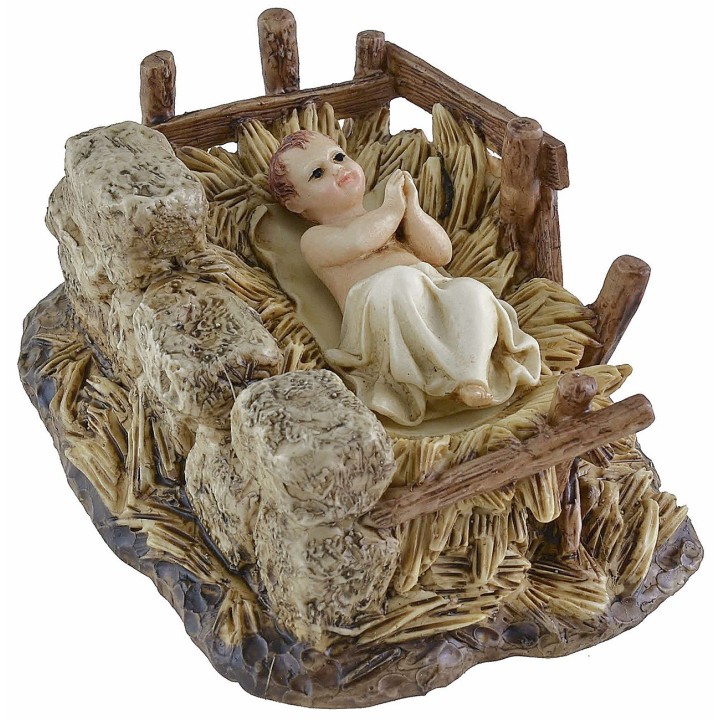 Jesus Child with cradle in resin Landi Moranduzzo series 15 cm