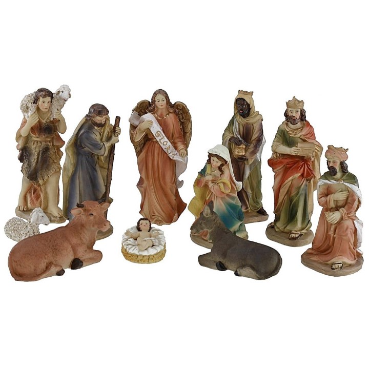 Set Natività da 11 soggetti in serie da 20 cm in resina