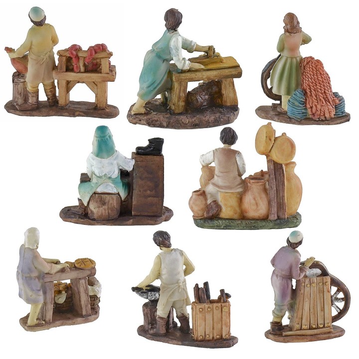 Set 8 mestieri in resina serie 9 cm
