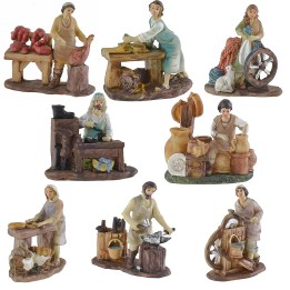 Set 8 mestieri in resina serie 9 cm
