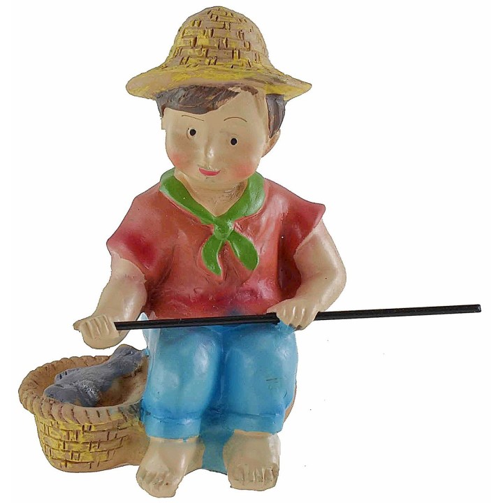 Pescador sentado en resina cm 10 estilo infantil Oliver