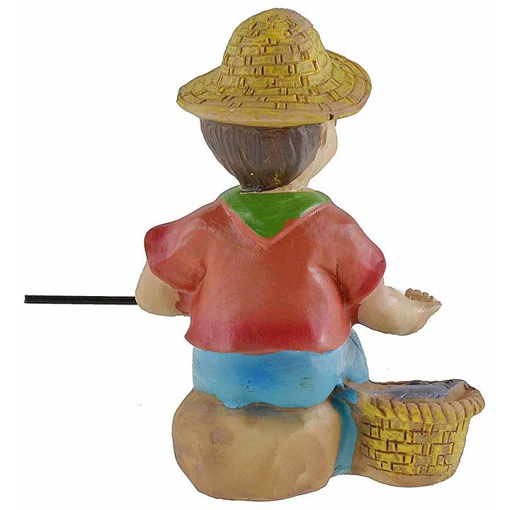Seated resin fisherman 10cm Oliver child style