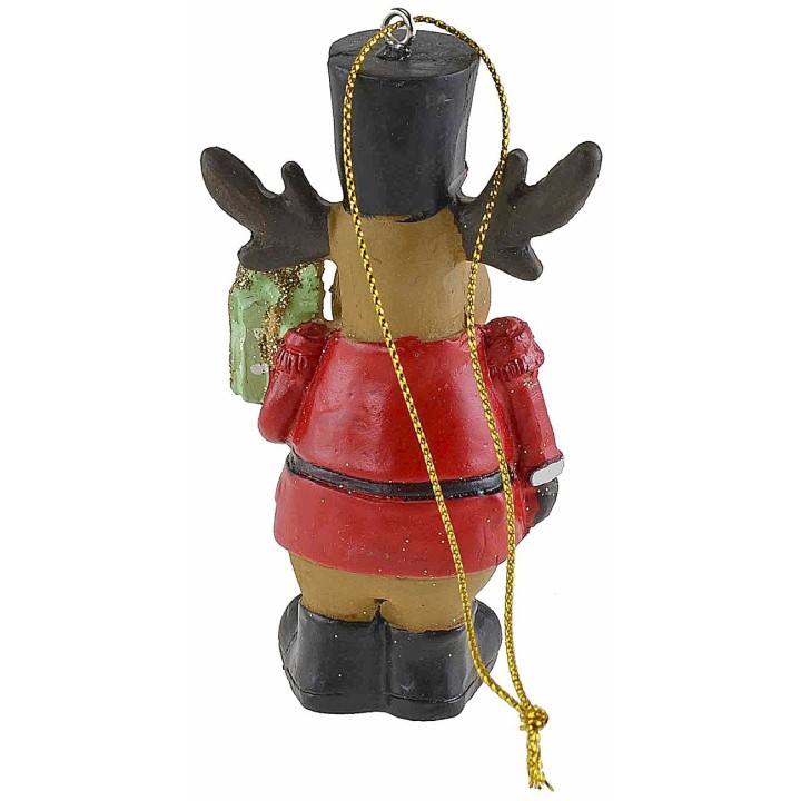 Reindeer hanger with hat in resin 9.3 cm h