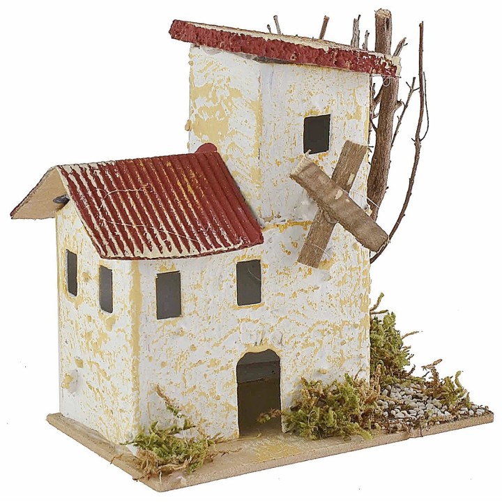 Set of 6 groups of nativity scene houses 10x6.5x5-11 cm h