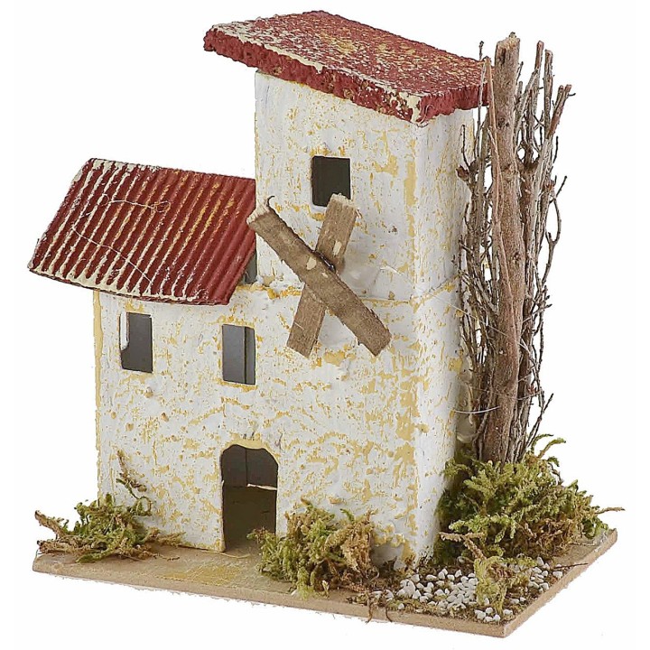 Set of 6 groups of nativity scene houses 10x6.5x5-11 cm h