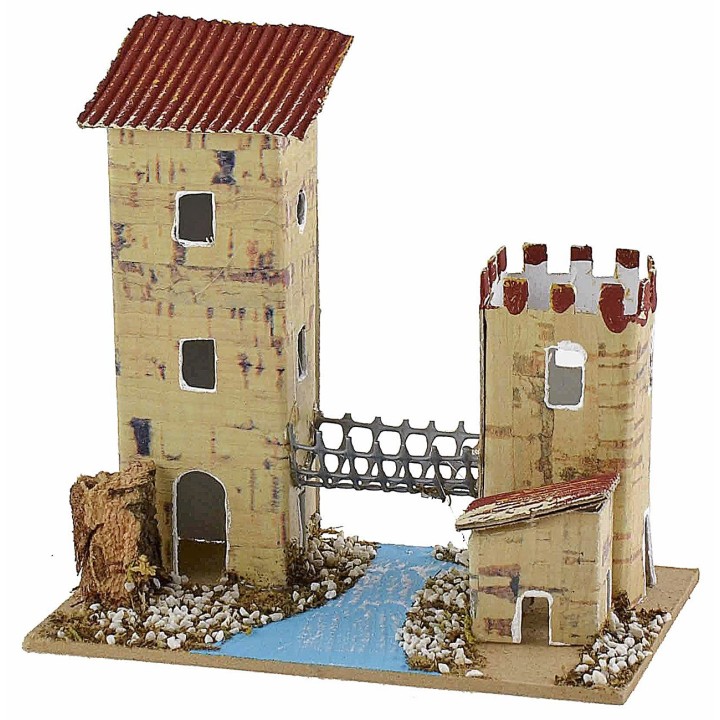 Set of 6 groups of nativity scene houses 10x6.5x5-11 cm h