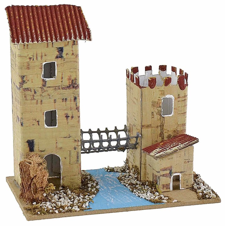 Set of 6 groups of nativity scene houses 10x6.5x5-11 cm h