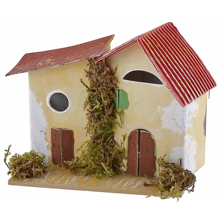 Set of 6 groups of nativity scene houses 10x6.5x5-11 cm h