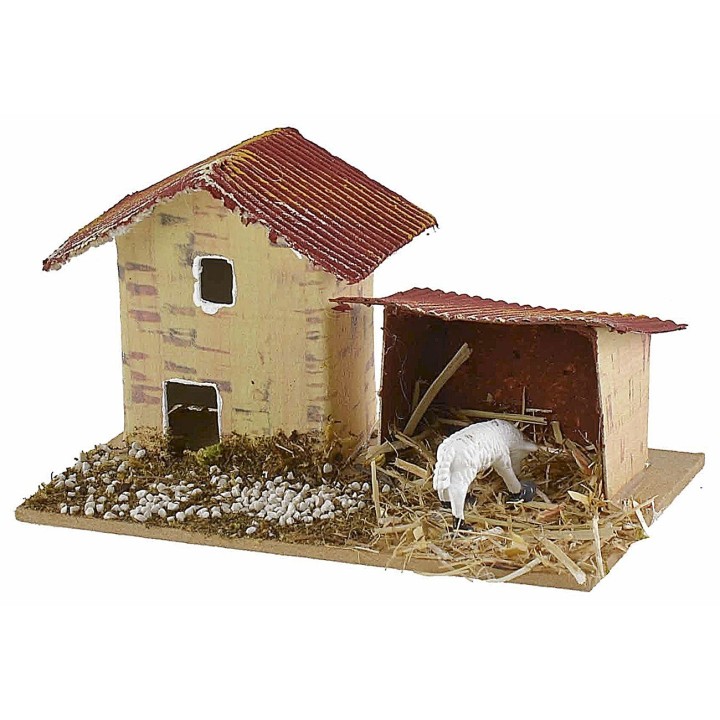 Set of 6 groups of nativity scene houses 10x6.5x5-11 cm h