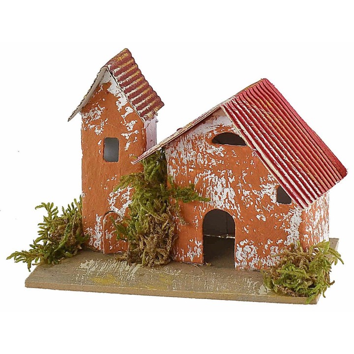 Set of 6 groups of nativity scene houses 10x6.5x5-11 cm h