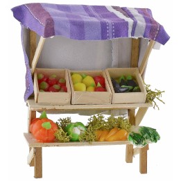 Bancarella con frutta e verdure in cera cm 10,5x7,5x13,5 h