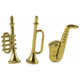 Conjunto de 3 instrumentos musicales de viento en miniatura
