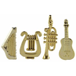 Conjunto de 4 instrumentos musicales en miniatura